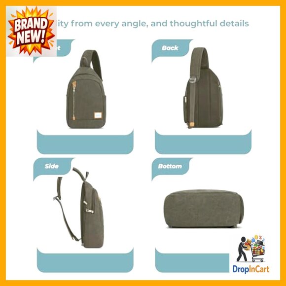 Anti-Theft Sling Bag Travel Shoulder Bag Cotton Canvas...